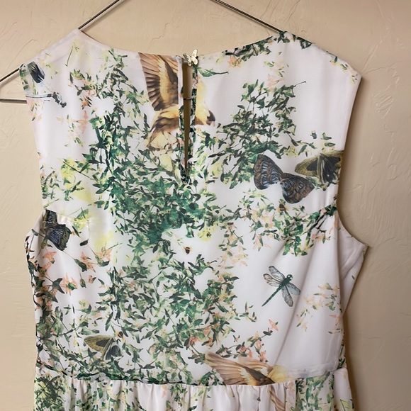 Ted Baker Liano Dancing Leaves Bird Butterfly Dragonfly Print A-Line Dress 8 - Picture 8 of 9